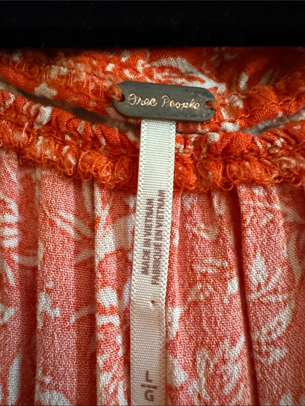 Free People Orange and White Floral Peasant Top item 115 - Picture 2 of 10